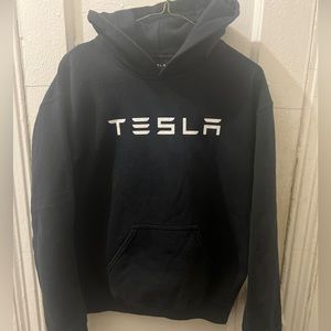 Tesla black pullover hoodie/ sweater mens Sz small authentic